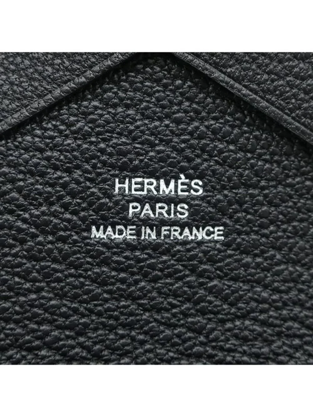 Hermes Card Case Calvi Duo Chevre Black Silver Coin Purse Fragment